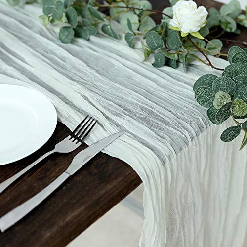 10FT Ivory Cheesecloth Table Runner, Gauze Fabric Boho Wedding Arbor Decor
