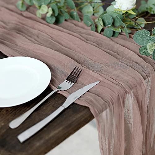 10FT Dusty Rose Cheesecloth Table Runner, Gauze Fabric Boho Wedding Arbor Decor