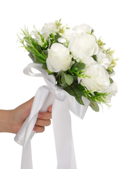 1pc Fabric Artificial Flower Bouquet For Wedding Ceremony