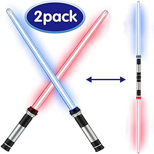 Sound Retractable 7 Colors Light Saber Sword For Kids (2 Per Pack)