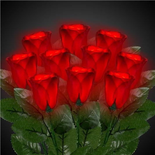 LED Red Roses (12 Per Pack)
