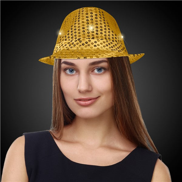 LED Gold Sequin Fedora Hat