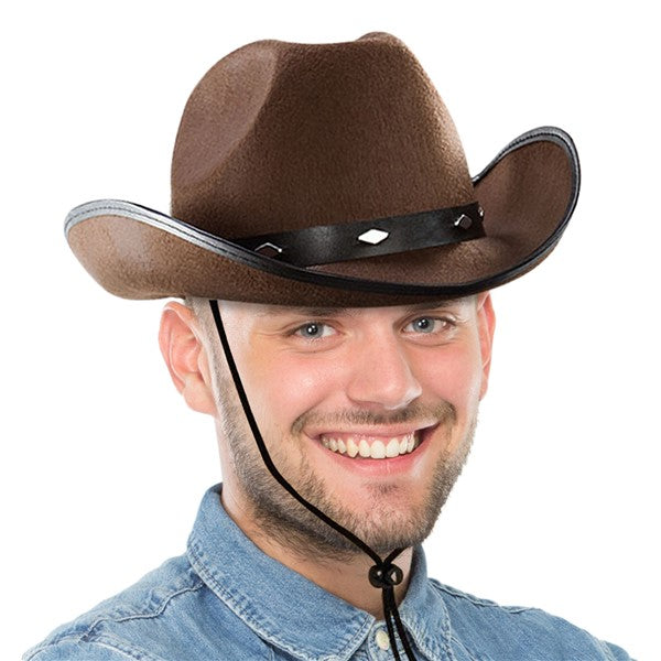 Brown Felt Studded Cowboy Hat