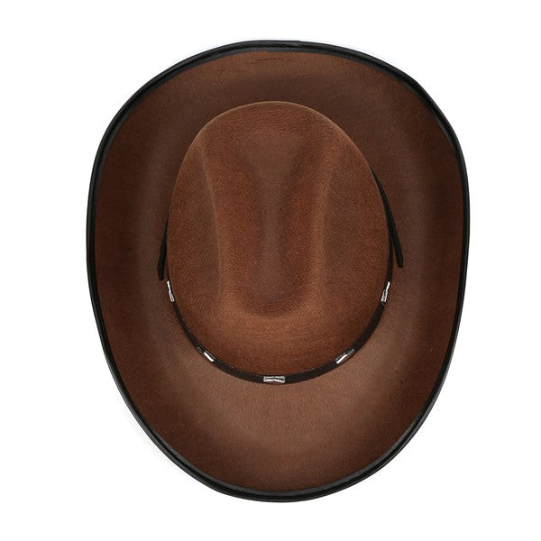 Brown Felt Studded Cowboy Hat