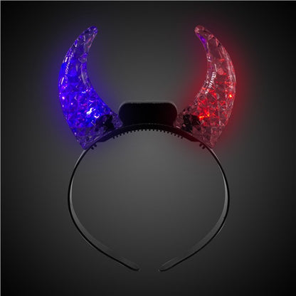 LED Multi-Color Crystal Devil Horns Headband