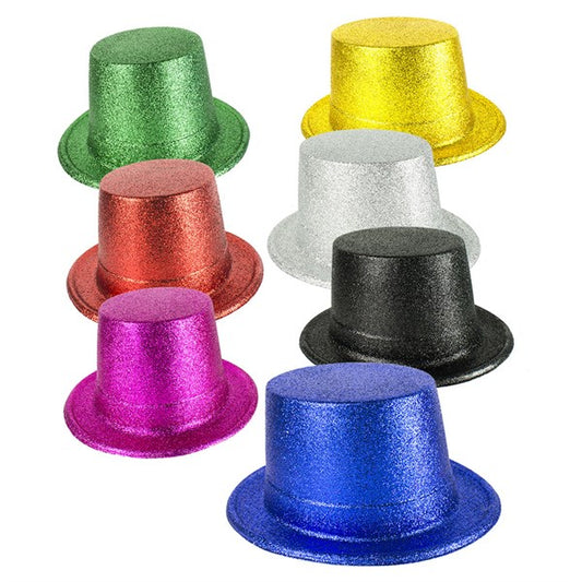 Assorted Glitter Top Hats (12 Per pack)