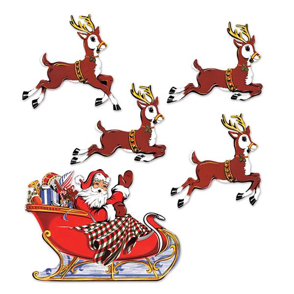 Vintage Santa & Sleigh Cutouts (5 per pack)