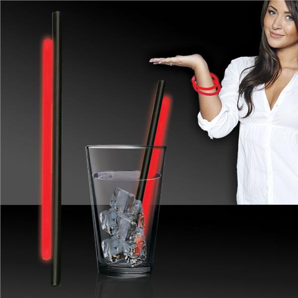 Red Glow 9" Straws & Bracelets (25 Per pack)