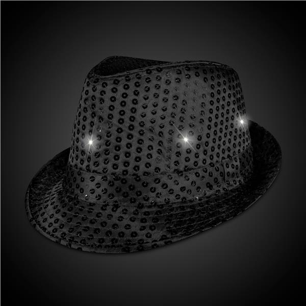 LED Black Sequin Fedora Hat