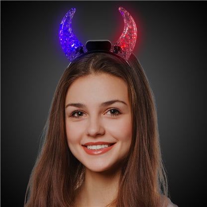 LED Multi-Color Crystal Devil Horns Headband