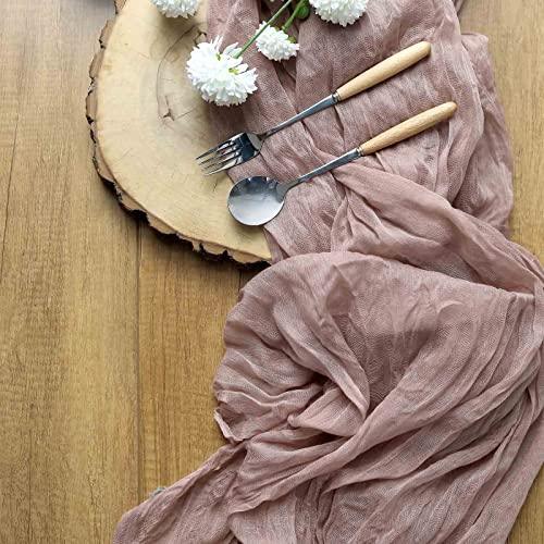 10FT Dusty Rose Cheesecloth Table Runner, Gauze Fabric Boho Wedding Arbor Decor