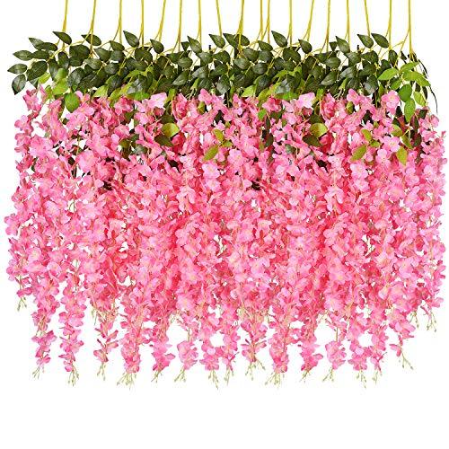 Artificial Fake Wisteria Vine Ratta Hanging Garland for Wedding Decorations