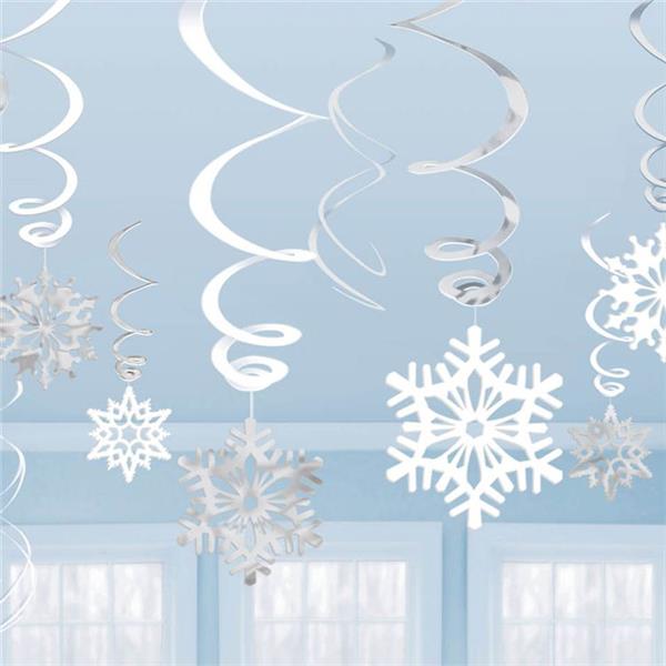 Snowflake Metallic Swirl Decorations (12 Per pack)