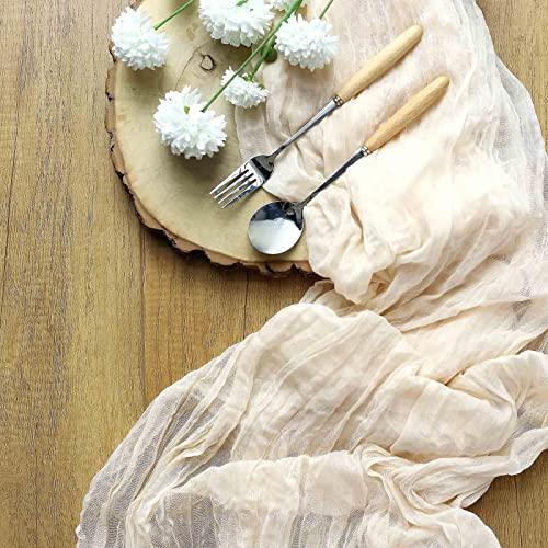 10FT Cream Cheesecloth Table Runner, Gauze Fabric Boho Wedding Arbor Decor