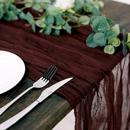 10FT Burgundy Cheesecloth Table Runner, Gauze Fabric Boho Wedding Arbor Decor