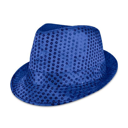 LED Blue Sequin Fedora Hat