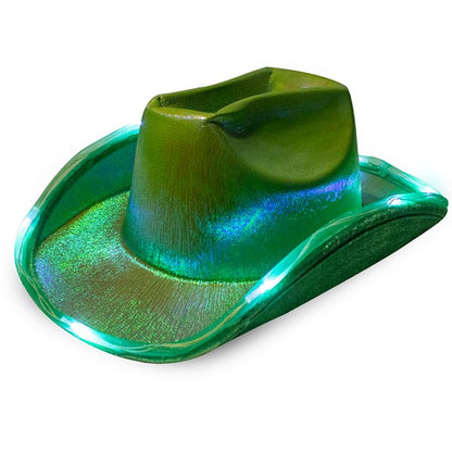 LED Green Iridescent Cowboy Hat