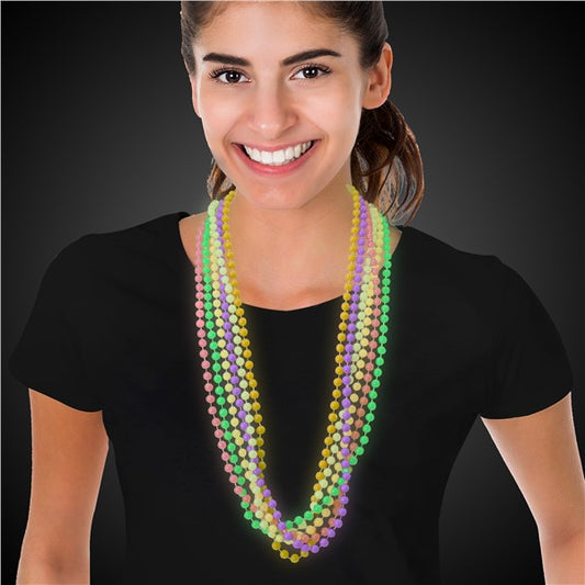 Glow Mardi Gras Bead Necklaces (6 Per pack)