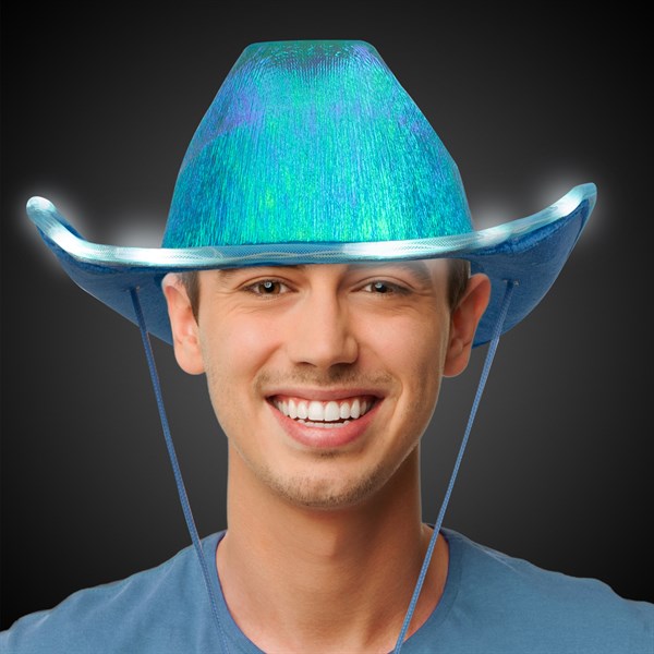 LED Blue Iridescent Cowboy Hat