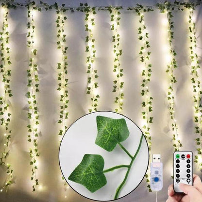 12 Strands Artificial Ivy Leaf Plants Vine Hanging Garland Fake Foliage Flowers Home Kitchen Garden Office Wedding Wall Decor, 84 Feet, Green