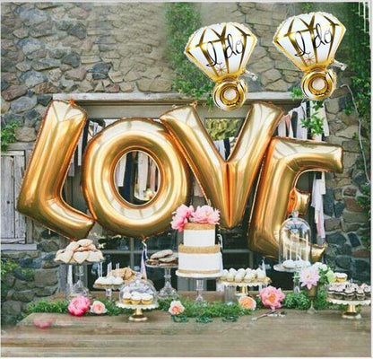 40 inches Love & Two Diamond Rings Balloon Decoration Set | Engagement Party Decorations Balloon | Proposal Party Decoration