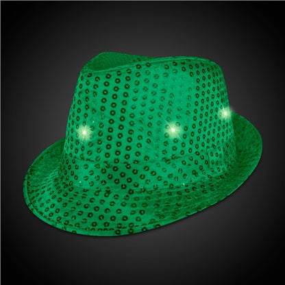 LED Dark Green Sequin Fedora Hat