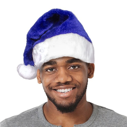 Royal Blue Plush Santa Hat