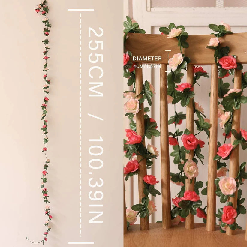 8pcs 65.6Ft Flower Garland, Fake Rose Vine Artificial Flowers Ivy Garland for Wedding Arch