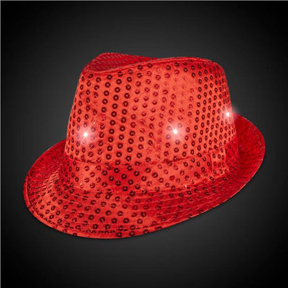 LED Red Sequin Fedora Hat