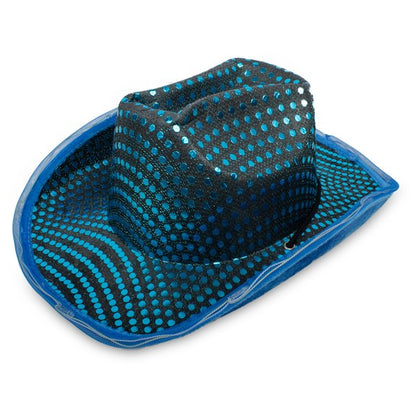 LED Teal Sequin Cowboy Hat