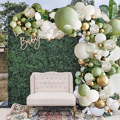 127pcs Olive Green Balloons Arch Garland Kit - White Olive Green Gold Confetti Balloons Set for Wedding Birthday Baby Shower Party Decorations