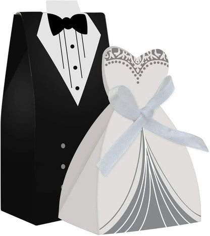 100pcs Party Wedding Favor Dress & Tuxedo Bride and favor Boxes