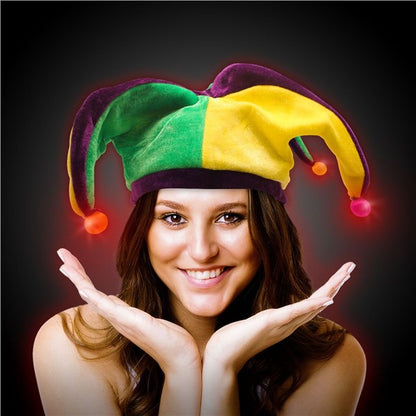 LED Mardi Gras Velvet Jester Hat