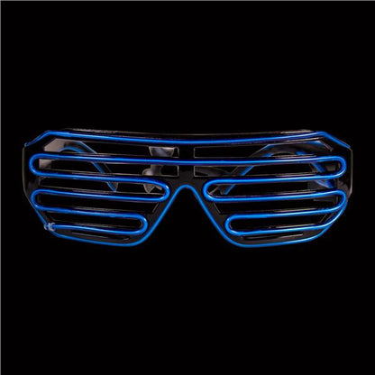 Blue Slotted EL Wire Eyeglasses