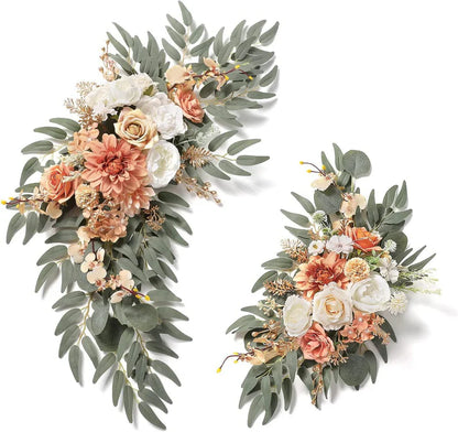 2pcs Floral Wedding Arch Flowers Swags Kit for DIY Artificial Peony Greenery Arrangements Party Welcome Ceremony