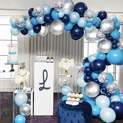 Blue Balloon Garland 124 Pack Navy Silver White Light Blue Balloon Arch Kit for Wedding/Birthday Party