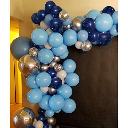 Blue Balloon Garland 124 Pack Navy Silver White Light Blue Balloon Arch Kit for Wedding/Birthday Party