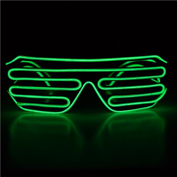 Green Slotted EL Wire Eyeglasses