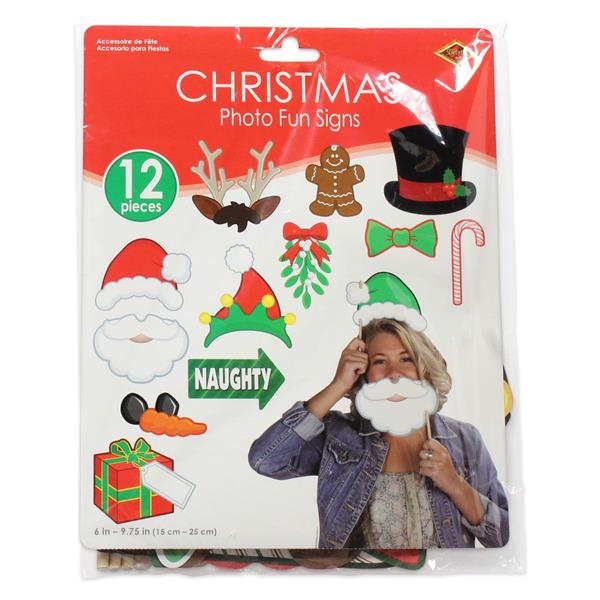 Merry Christmas Photo Booth Prop Kit (12 Per pack)