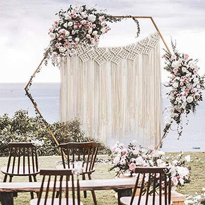 Large Woven Wall Hangings, Boho Cotton Handmade Macrame Backdrop for Wedding