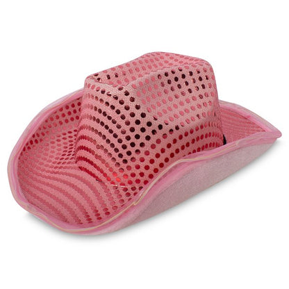 LED Pink Sequin Cowboy Hat