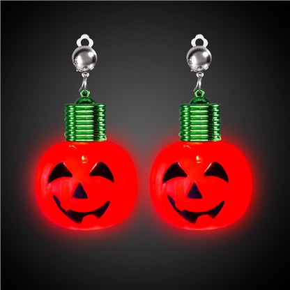 LED Jumbo Pumpkin Clip-On Earrings