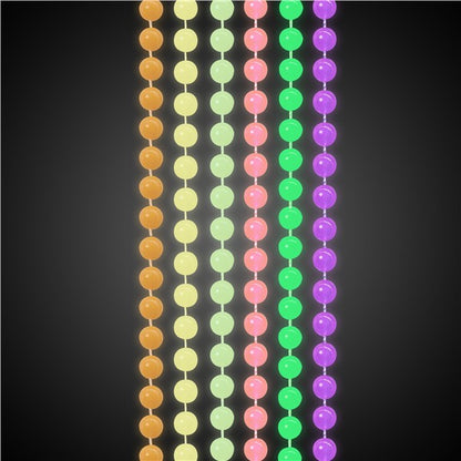 Glow Mardi Gras Bead Necklaces (6 Per pack)