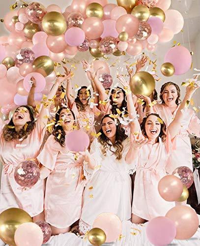 130pcs Rose Gold Balloons with Paper Tassel, Rose Gold Ballon Arch Garland Balloons Kit