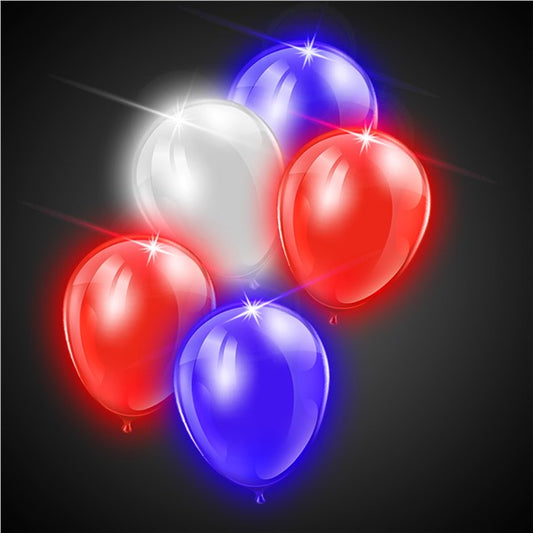 11 Inch Light Up LED Balloon - Red, White & Blue