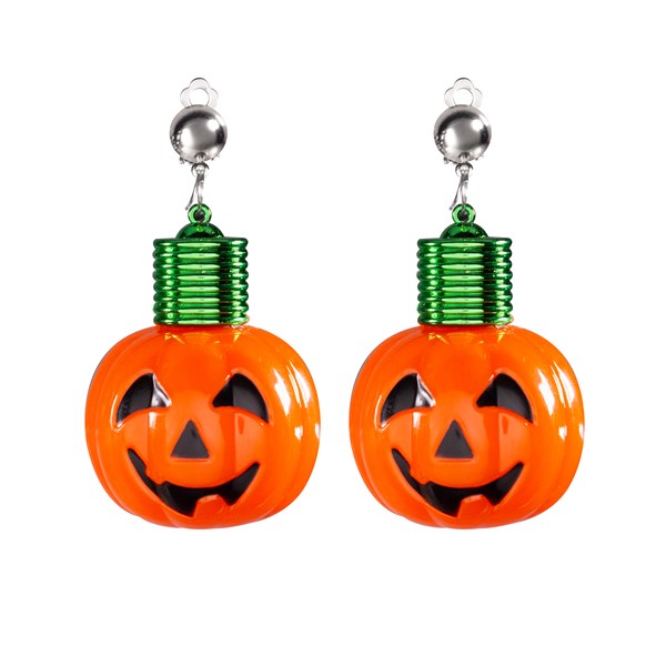 LED Jumbo Pumpkin Clip-On Earrings