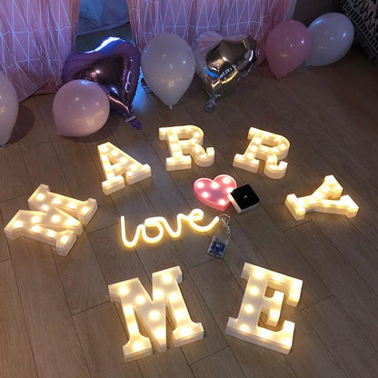 Battery Powered LED Letter Lights Sign Light Up Letters Sign for Night Light Wedding/Birthday Party Christmas Lamp Home Decoration