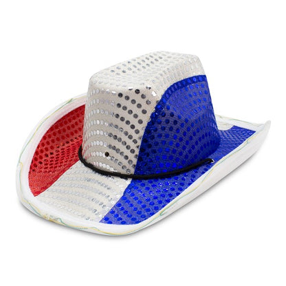 LED Patriotic Star Sequin Cowboy Hat