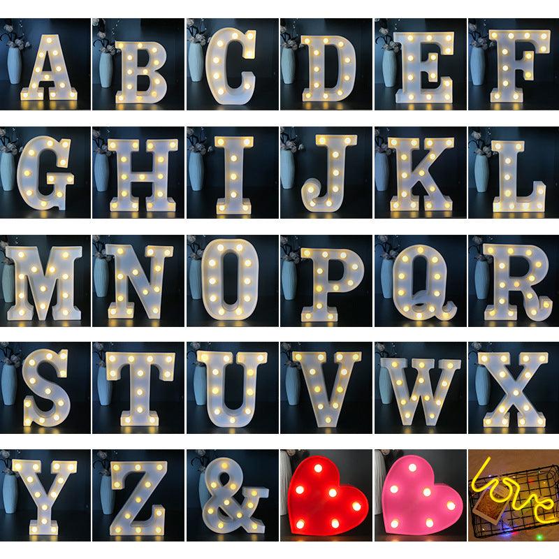 Battery Powered LED Letter Lights Sign Light Up Letters Sign for Night Light Wedding/Birthday Party Christmas Lamp Home Decoration