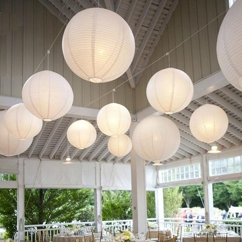 White Hanging Paper Lanterns for Wedding Party Decorations, 4 Size